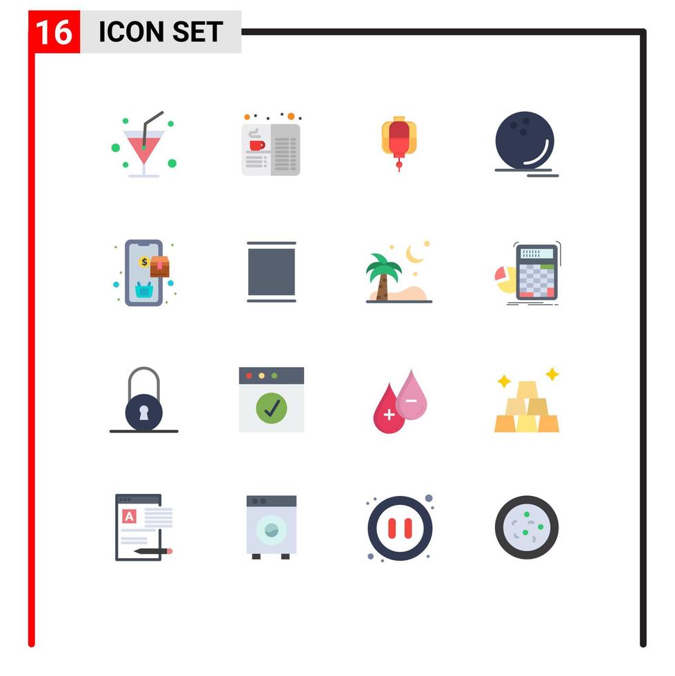 User Interface Pack of 16 Basic Flat Colors of order watchkit china ball game Editable Pack of Creative Vector Design Elements