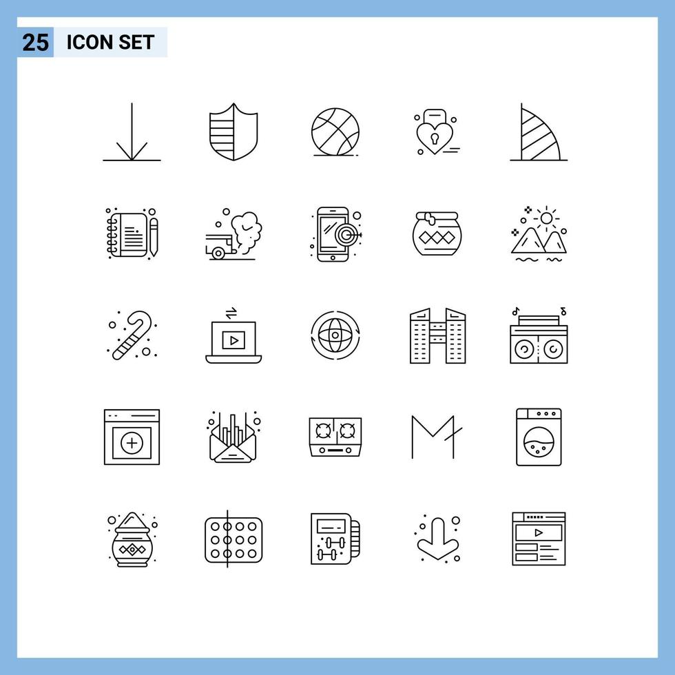 Group of 25 Lines Signs and Symbols for uae monument dubai game burj al arab heart Editable Vector Design Elements
