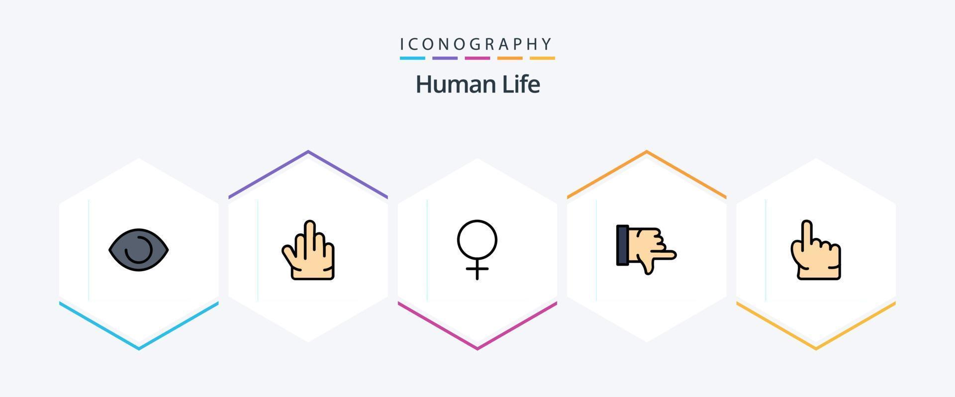 Human 25 FilledLine icon pack including . point. gender. hand. vote vector