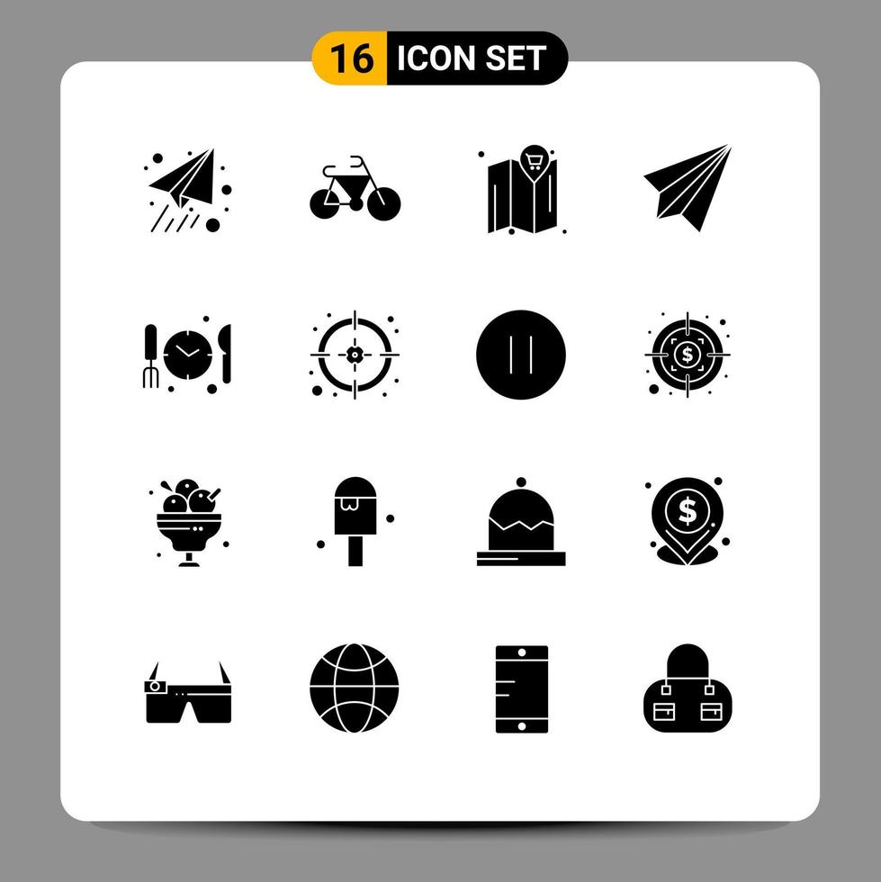 Modern Set of 16 Solid Glyphs and symbols such as business dnner cart medical receive Editable Vector Design Elements