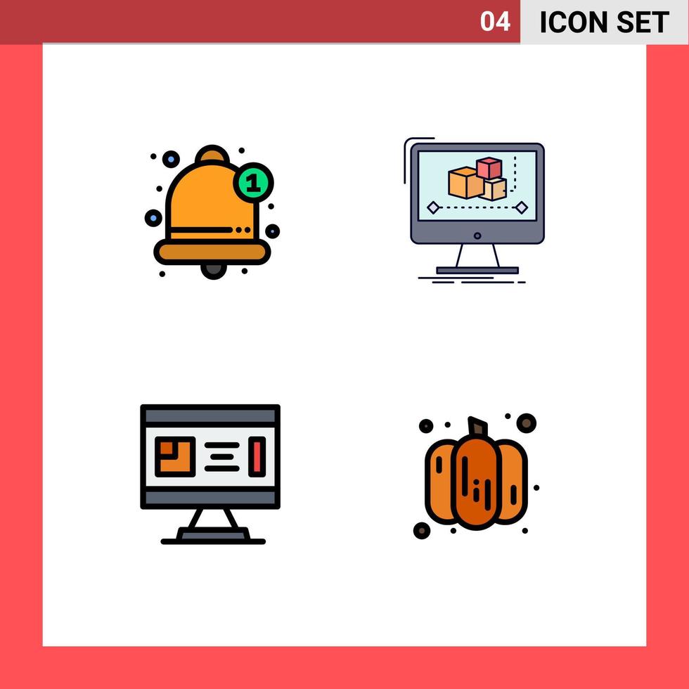 conjunto de 4 iconos de interfaz de usuario modernos signos de símbolos para arquitectura de alerta editor de alarma construcción elementos de diseño vectorial editables vector