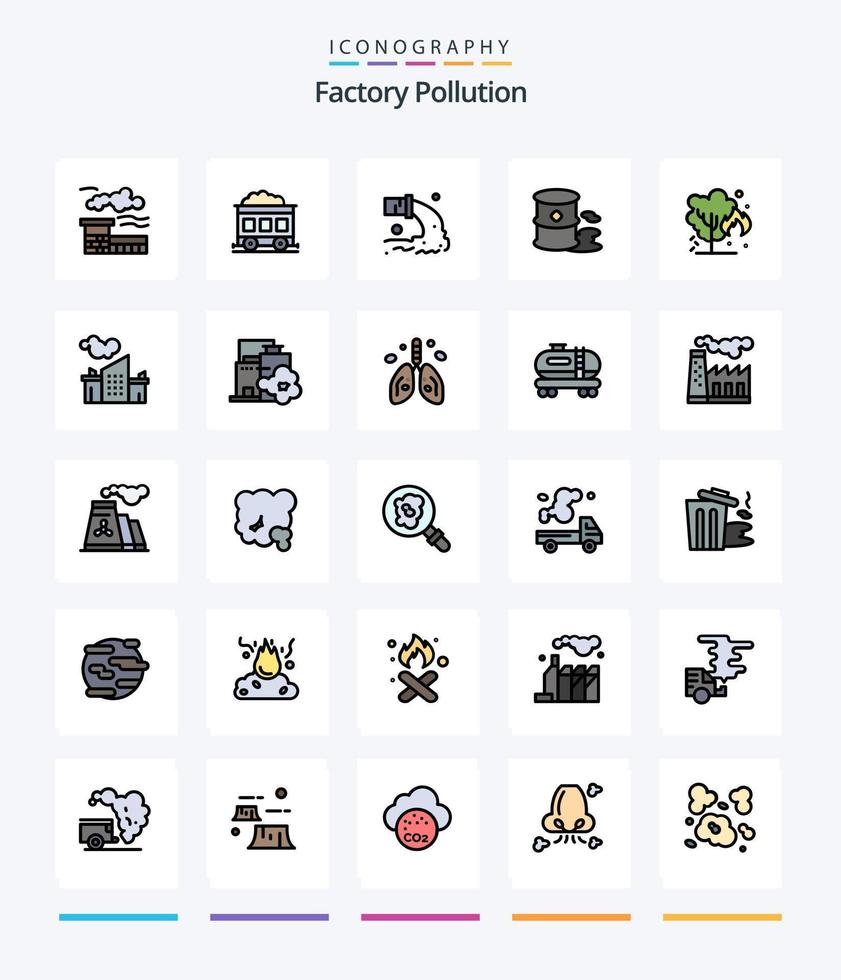 Creative Factory Pollution 25 Line FIlled icon pack  Such As green. energy. radioactive. pollution. environment vector