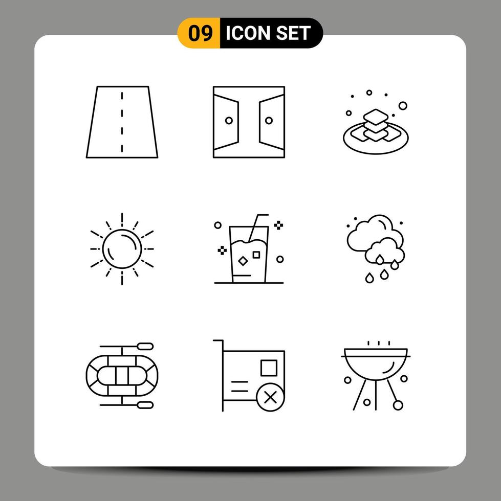 Set of 9 Commercial Outlines pack for astronomy space home sun gift Editable Vector Design Elements