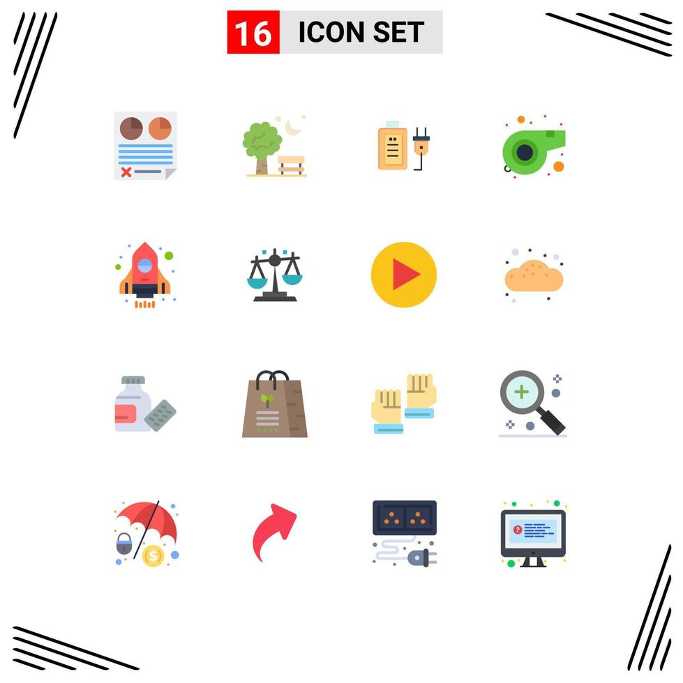 16 Creative Icons Modern Signs and Symbols of rocket sport spring referee plug Editable Pack of Creative Vector Design Elements