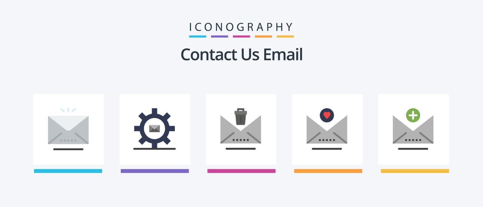 paquete de iconos de 5 planos de correo electrónico que incluye la dirección. mensaje. mensaje. corazón. basura. diseño de iconos creativos vector