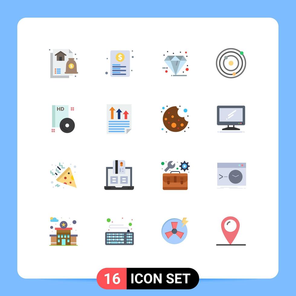 paquete de iconos de vector de stock de 16 signos y símbolos de línea para bluray galaxy web astronomy paquete editable premium de elementos creativos de diseño de vectores