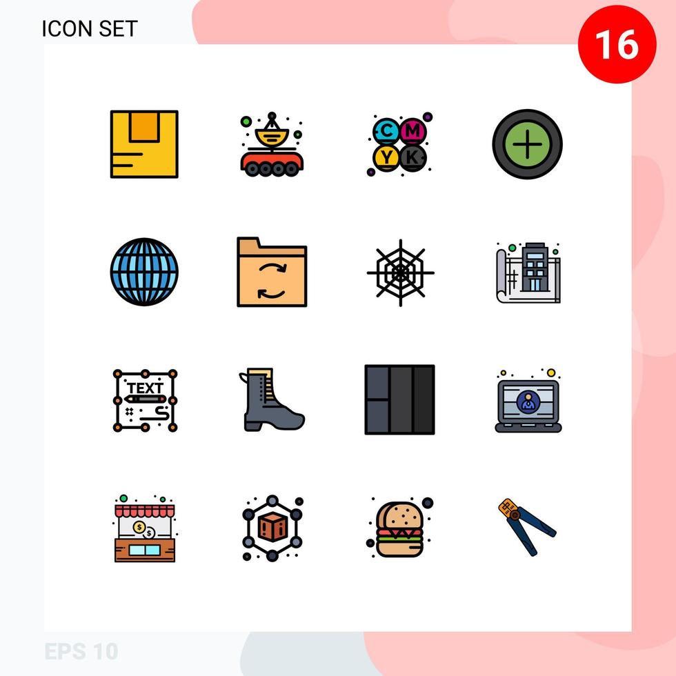 Group of 16 Flat Color Filled Lines Signs and Symbols for internet global transfer payments finance Editable Creative Vector Design Elements