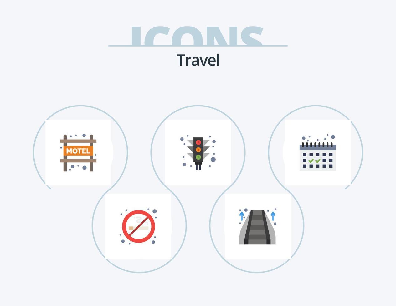 Travel Flat Icon Pack 5 Icon Design. vacation. calendar. accommodation. signal. light vector