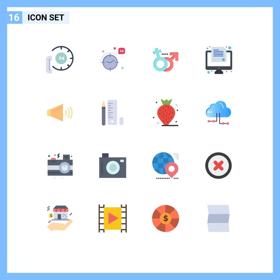 Set of 16 Modern UI Icons Symbols Signs for sound test heart online symbol Editable Pack of Creative Vector Design Elements