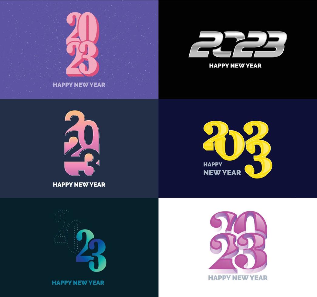 Big Collection of 2023 Happy New Year symbols Cover of business diary for 2023 with wishes vector