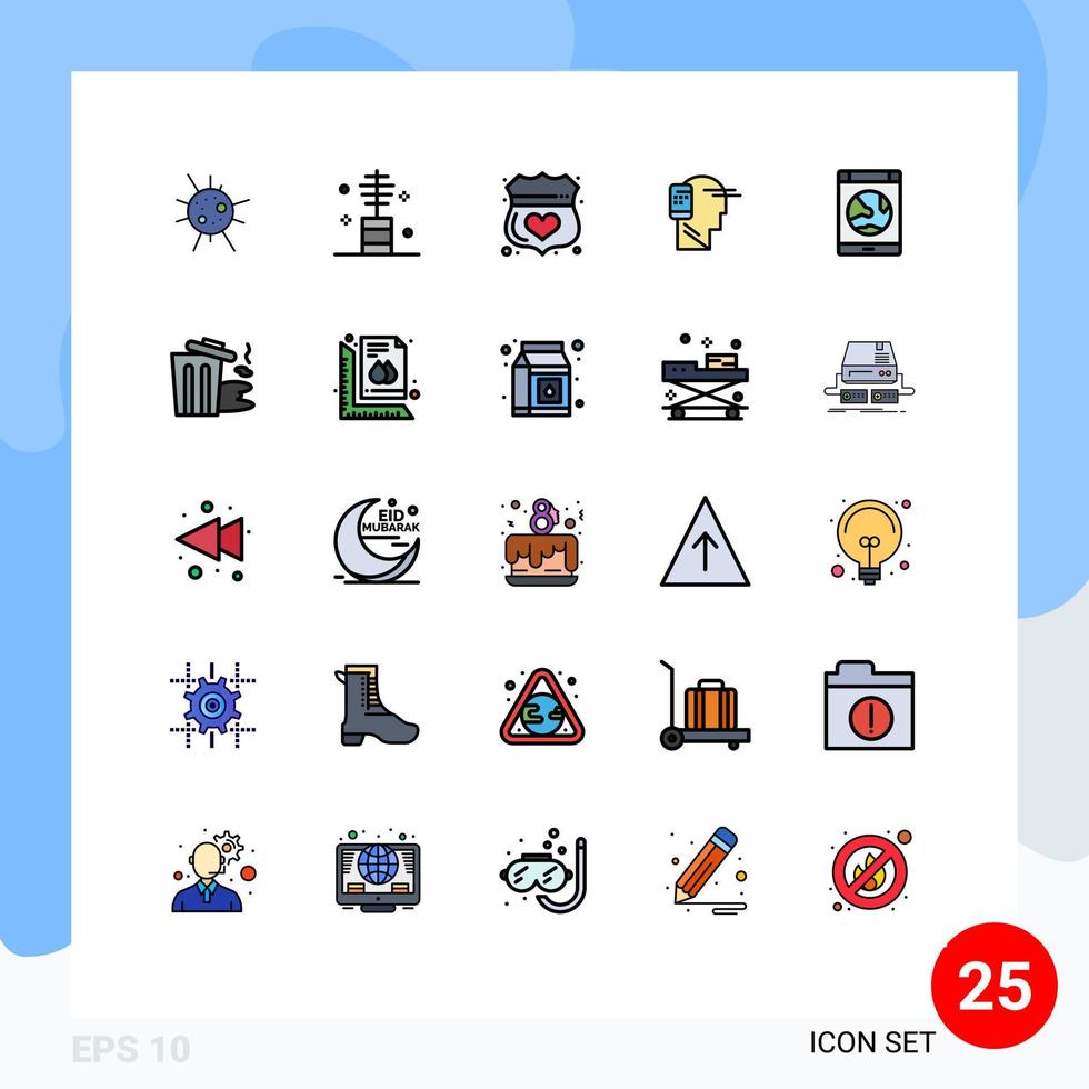 Modern Set of 25 Filled line Flat Colors and symbols such as mobility human guard connected shield Editable Vector Design Elements