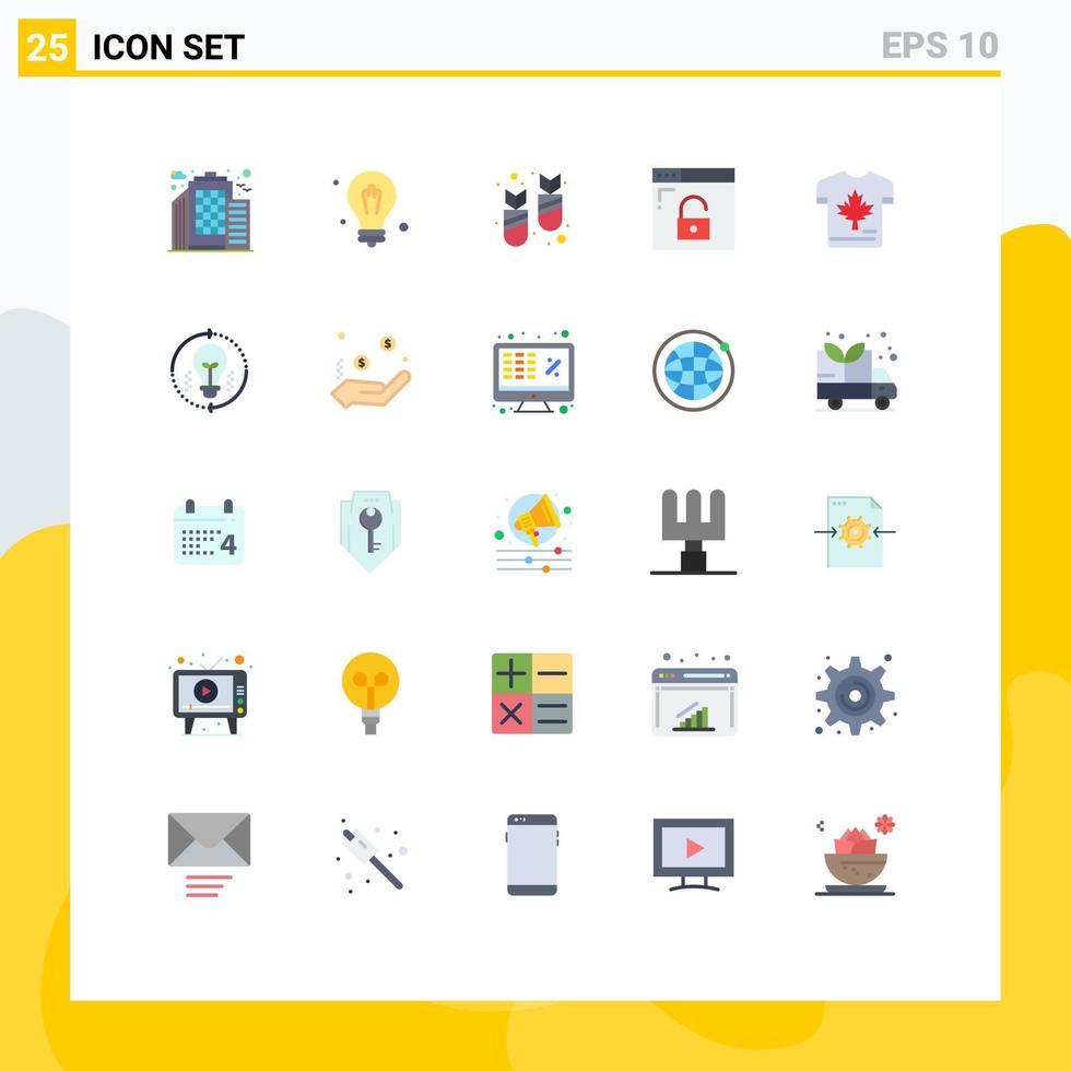 Mobile Interface Flat Color Set of 25 Pictograms of leaf autumn ddos shirt privacy Editable Vector Design Elements