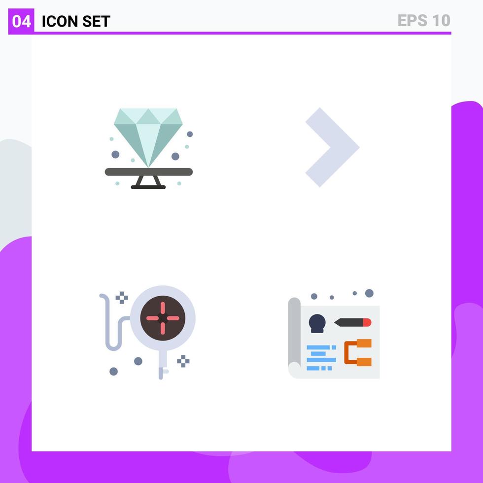 Group of 4 Flat Icons Signs and Symbols for premium online present next development Editable Vector Design Elements