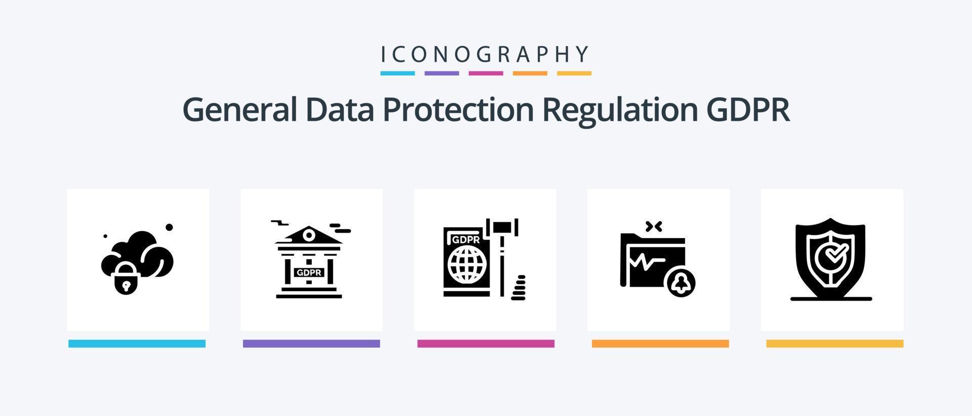 paquete de iconos gdpr glyph 5 que incluye documento. seguro. protección de la información financiera. ley . UE. diseño de iconos creativos vector