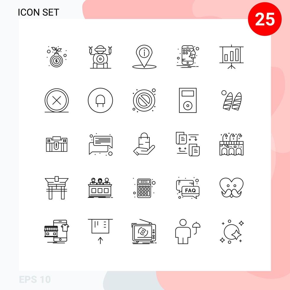25 Creative Icons Modern Signs and Symbols of circle chart navigation business notification Editable Vector Design Elements