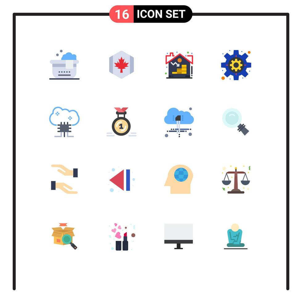 16 Universal Flat Colors Set for Web and Mobile Applications cloud networking cloud based services estate settings business Editable Pack of Creative Vector Design Elements