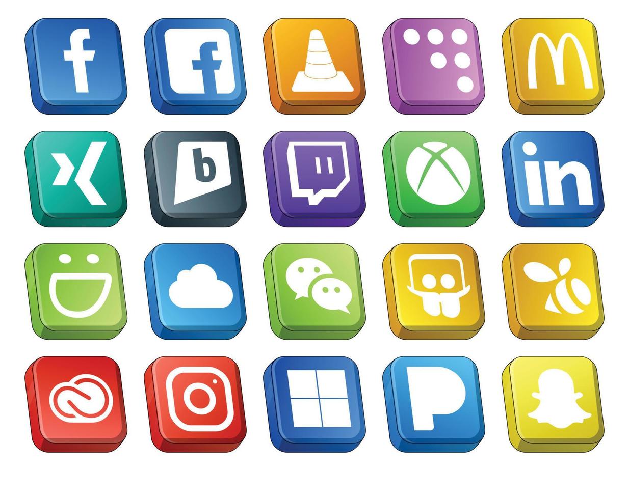20 Social Media Icon Pack Including creative cloud slideshare twitch messenger icloud vector