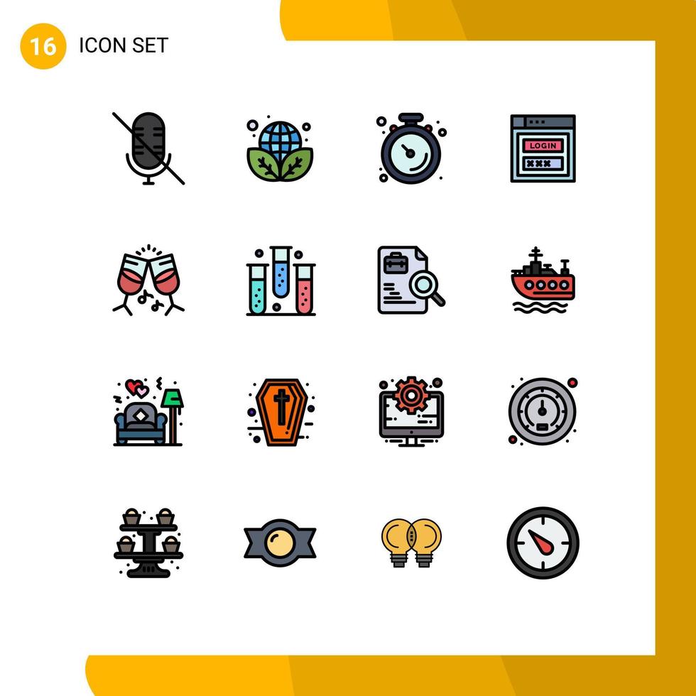 Stock Vector Icon Pack of 16 Line Signs and Symbols for music glass gym web security password Editable Creative Vector Design Elements