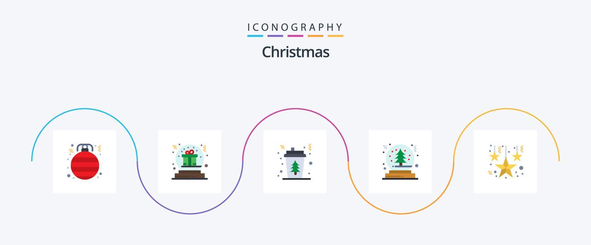paquete de iconos de navidad plana 5 que incluye árbol. nieve. globo. Navidad. caliente vector