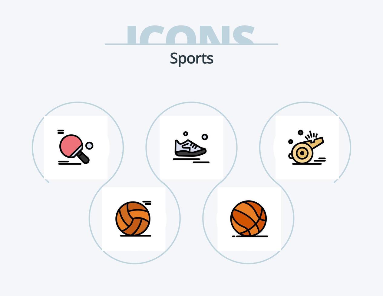 Sports Line Filled Icon Pack 5 Icon Design. racket. tennis. soccer. winner. win vector
