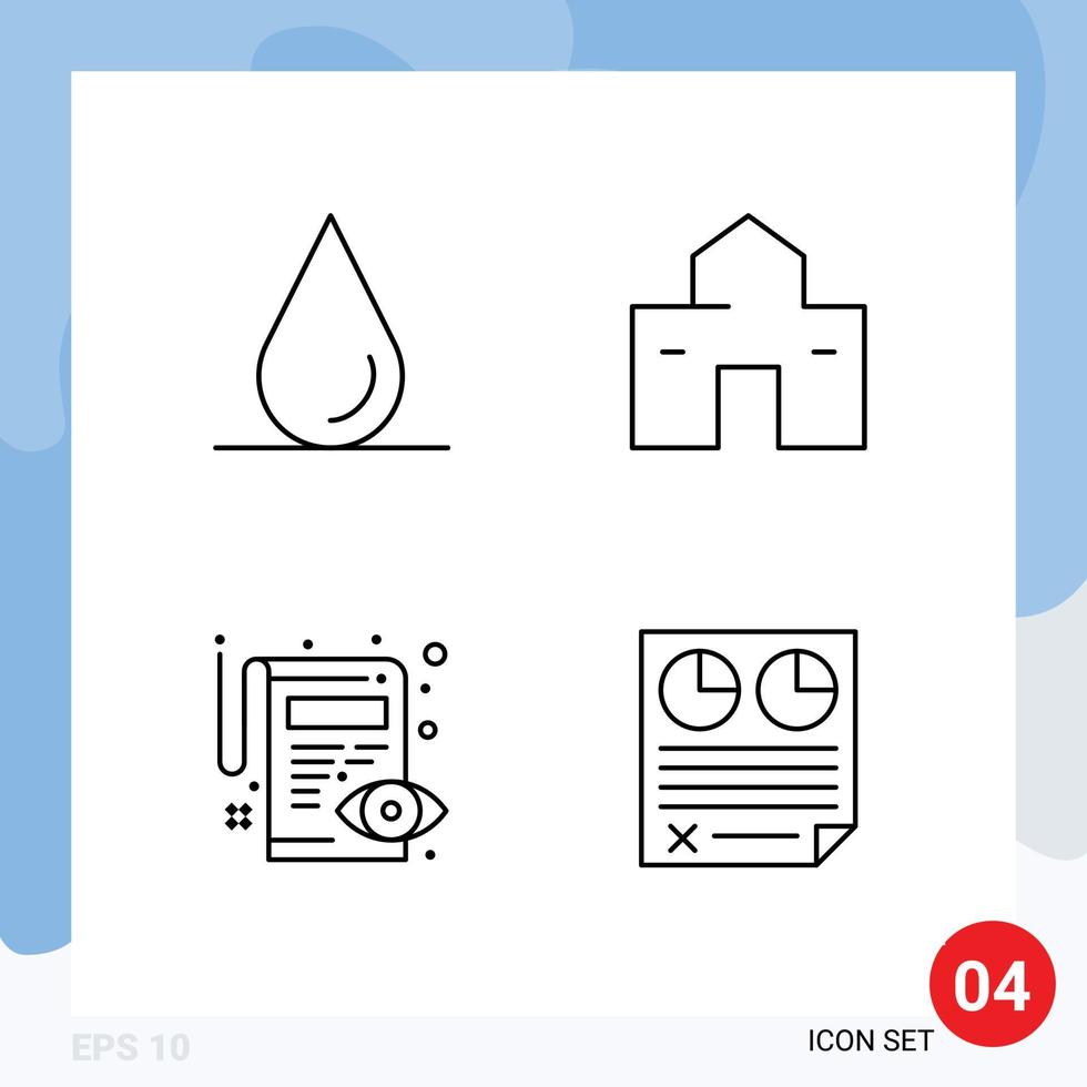 Stock Vector Icon Pack of 4 Line Signs and Symbols for drop pencil home shack contract Editable Vector Design Elements
