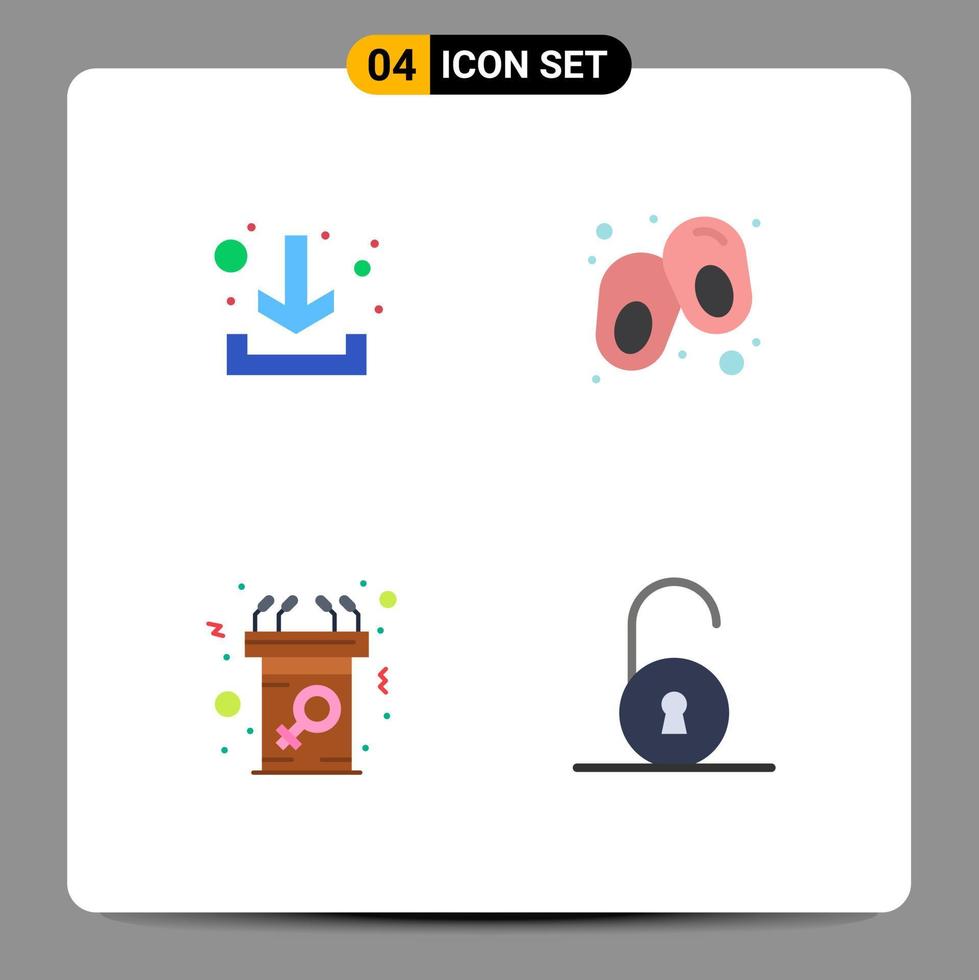 Group of 4 Modern Flat Icons Set for download message baby announcement unlocked Editable Vector Design Elements