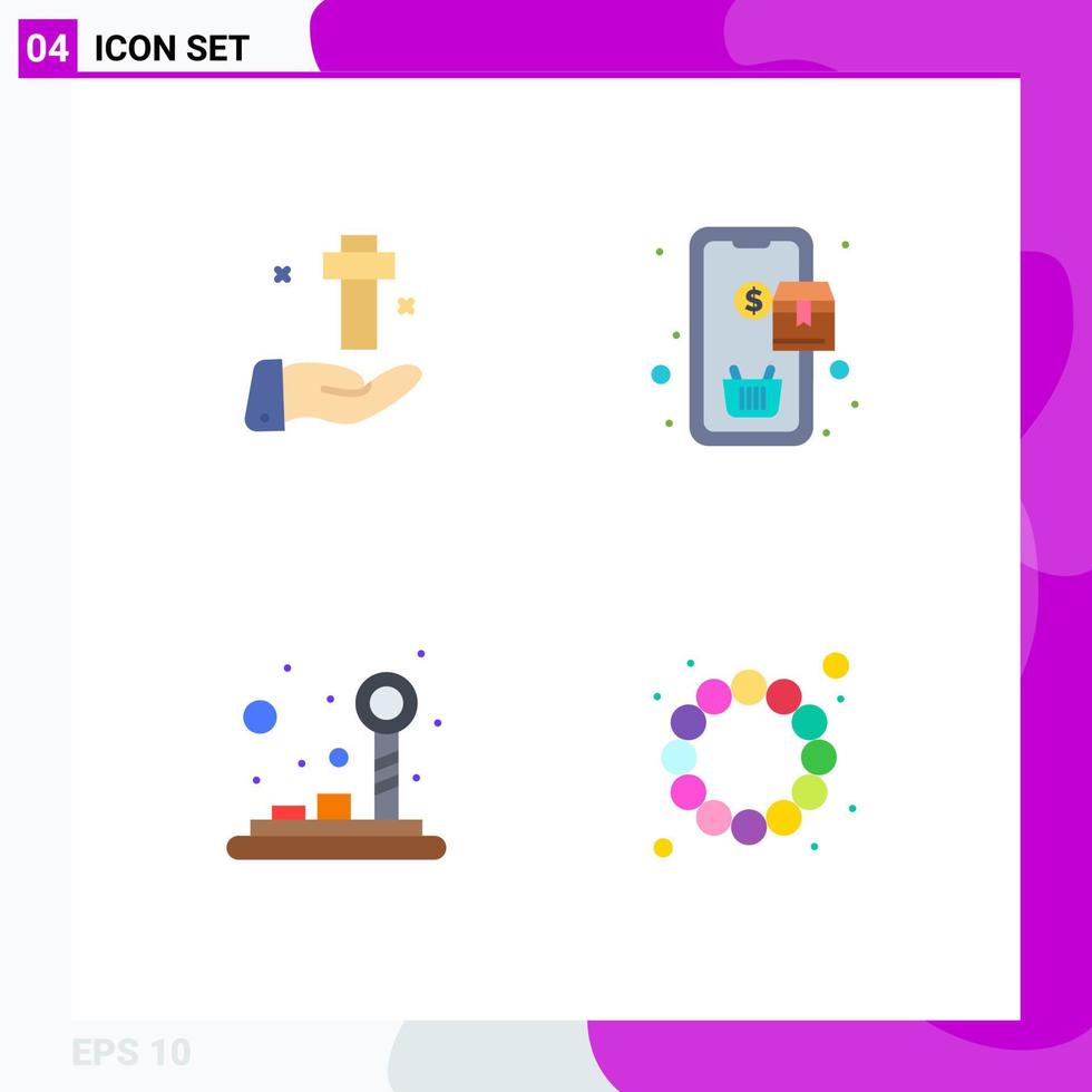 4 Thematic Vector Flat Icons and Editable Symbols of hand control cross order game Editable Vector Design Elements