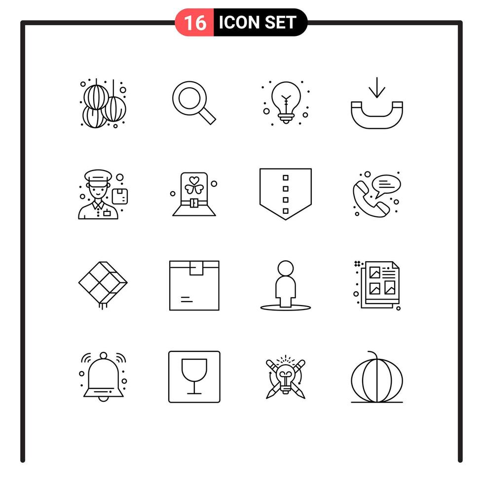 Modern Set of 16 Outlines Pictograph of costume delivery idea courier incoming Editable Vector Design Elements