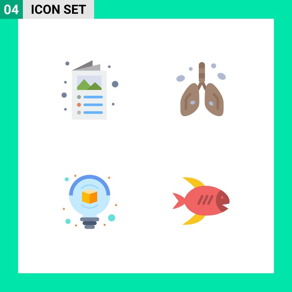 Set of 4 Modern UI Icons Symbols Signs for ad bulb catalogue heart idea Editable Vector Design Elements