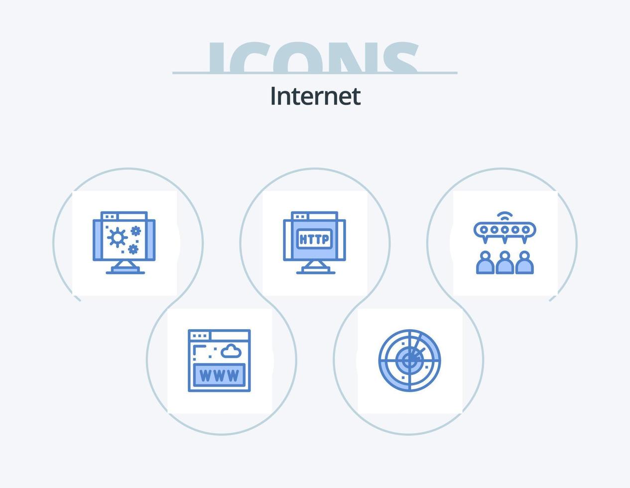 Internet Blue Icon Pack 5 Icon Design. network. link. biology. internet. domain vector