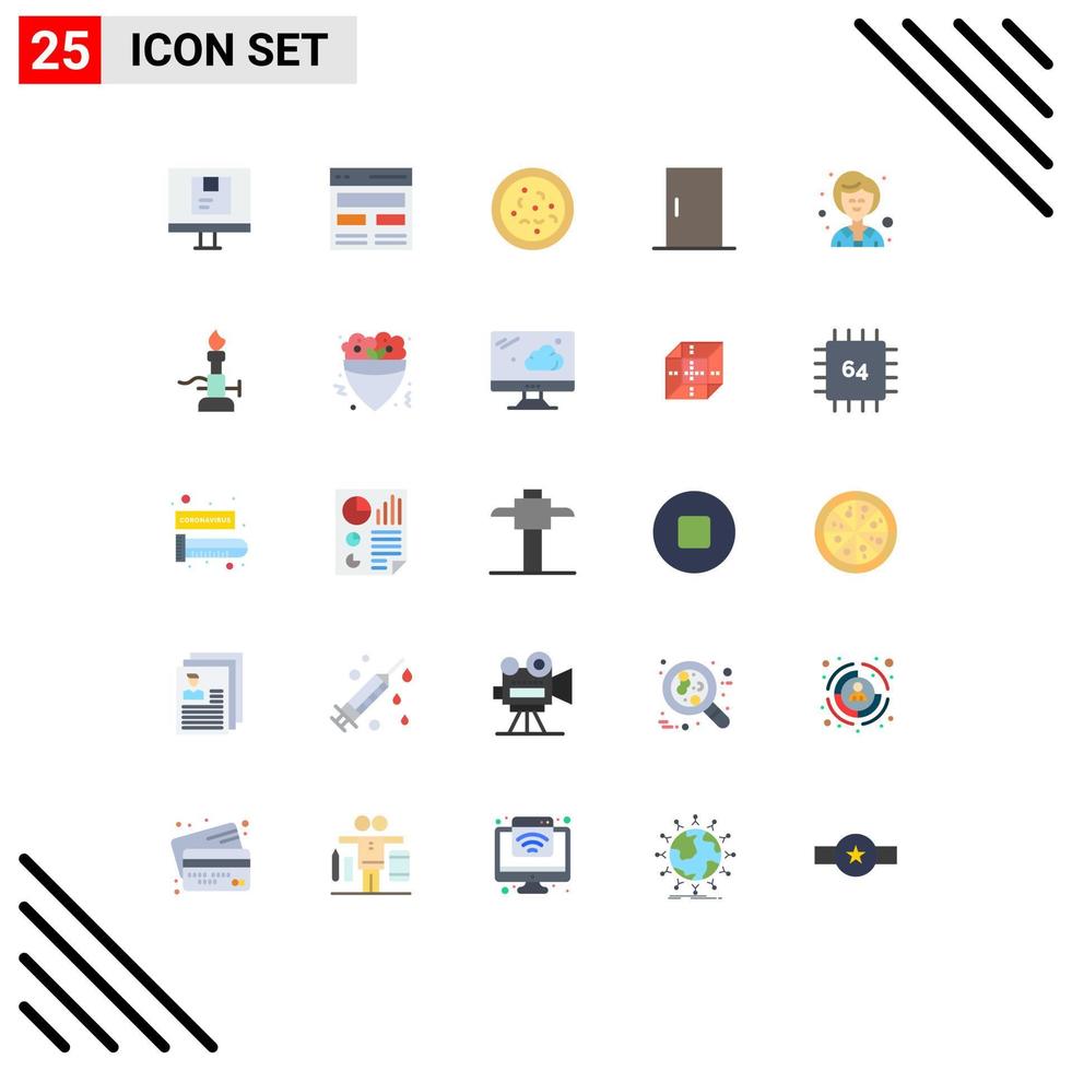 Modern Set of 25 Flat Colors Pictograph of businesswoman home interface furniture eat Editable Vector Design Elements