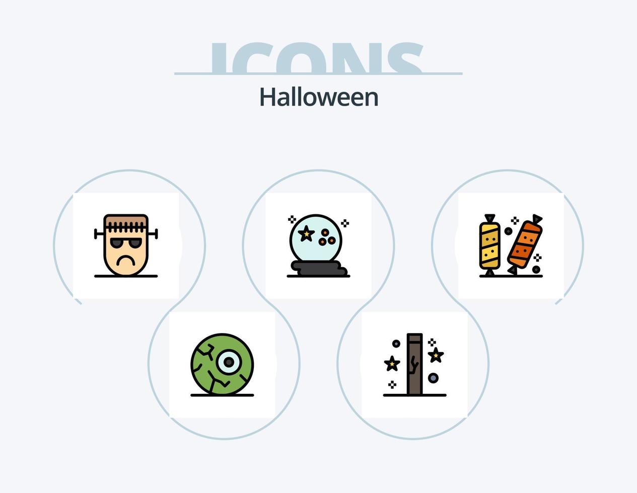 Halloween Line Filled Icon Pack 5 Icon Design. death. casket. frankenstein. horror. halloween vector