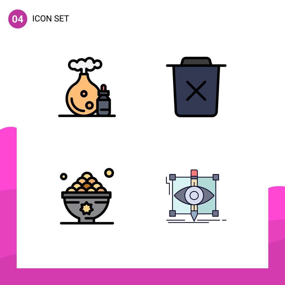 paquete de iconos de vector de stock de 4 signos y símbolos de línea para fechas de aroma spa eliminar elementos de diseño de vector editables iftar