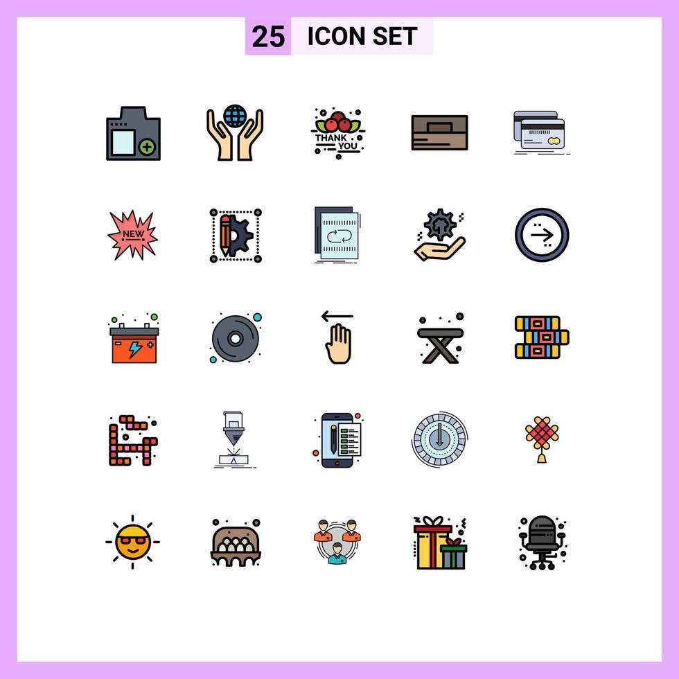 25 iconos creativos signos y símbolos modernos de monedero de tarjeta accesorios de hombre cereza elementos de diseño vectorial editables vector
