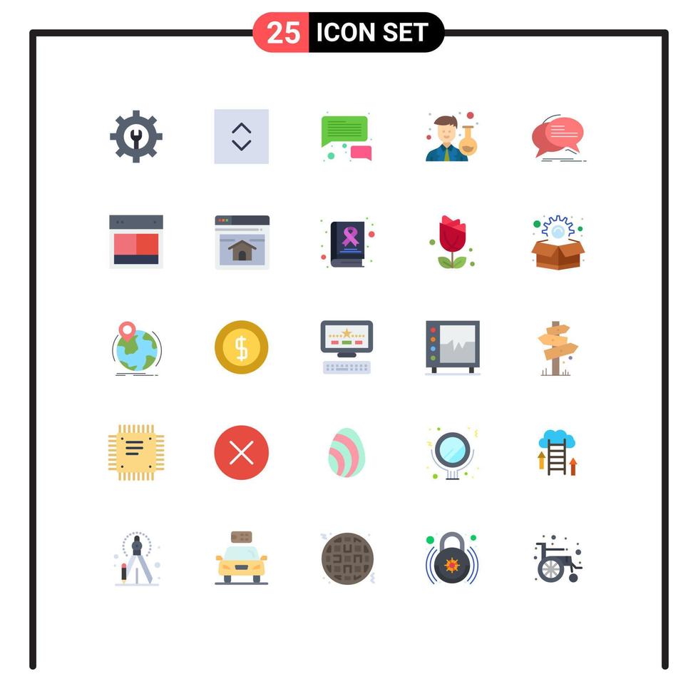 conjunto de 25 iconos modernos de ui símbolos signos para mensajes de comunicación de conversación chat científico elementos de diseño vectorial editables vector