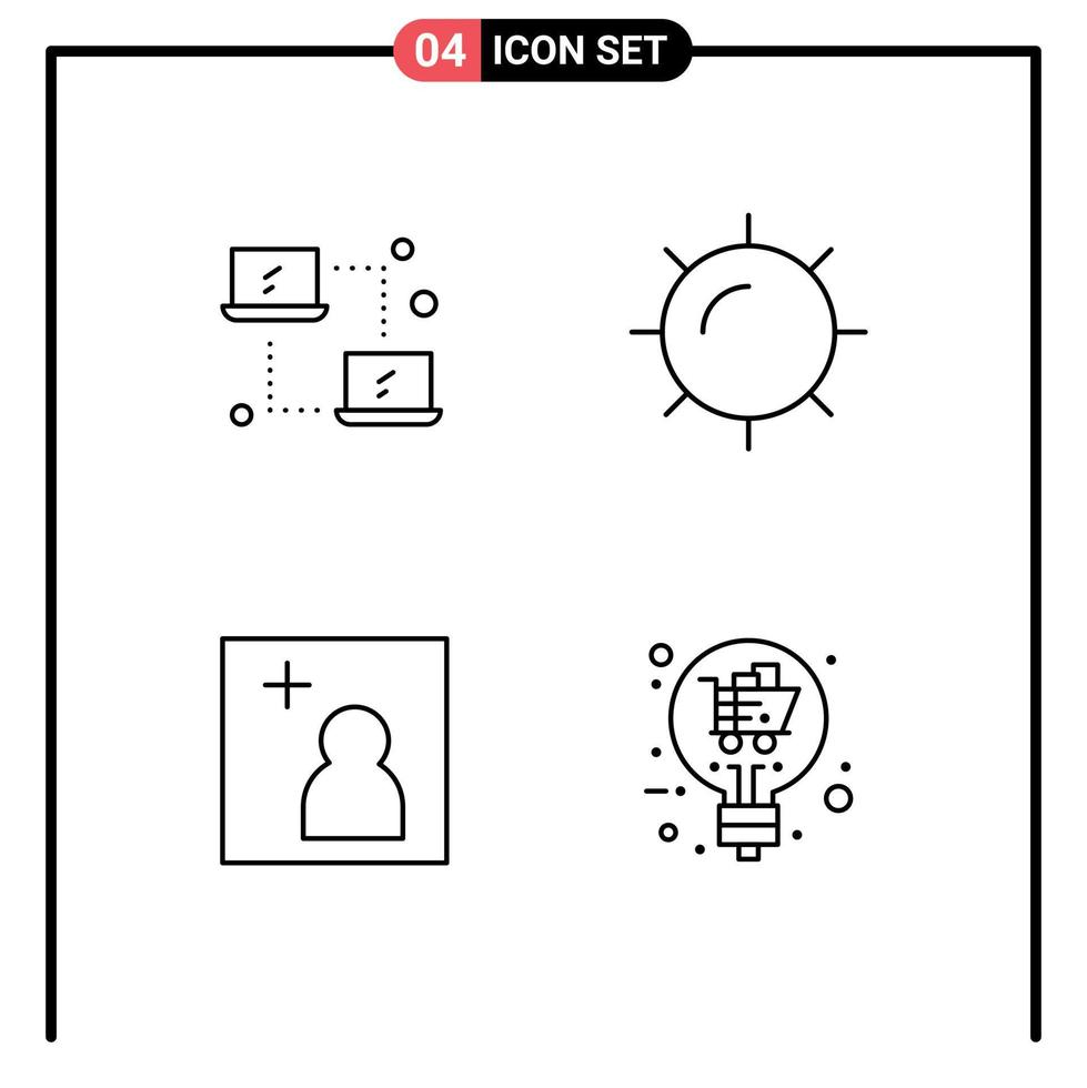 conjunto de línea de interfaz móvil de 4 pictogramas de transferencia de imágenes informáticas idea de venta meteorológica elementos de diseño vectorial editables vector