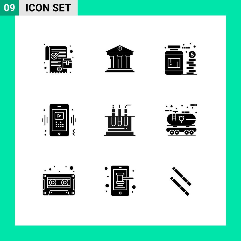 9 Creative Icons Modern Signs and Symbols of mobile video money smart savings Editable Vector Design Elements