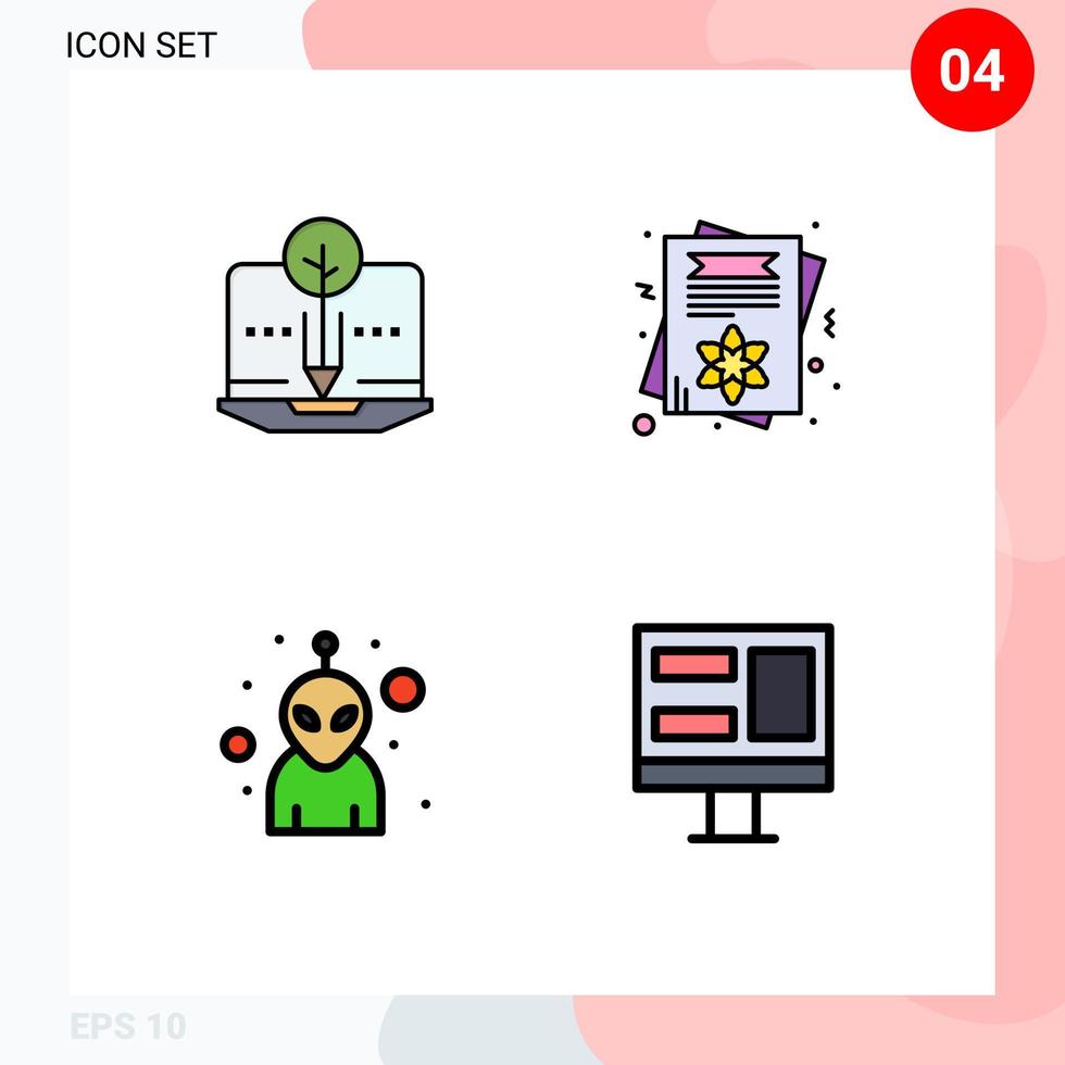 4 Creative Icons Modern Signs and Symbols of organic avatar digital female screen Editable Vector Design Elements