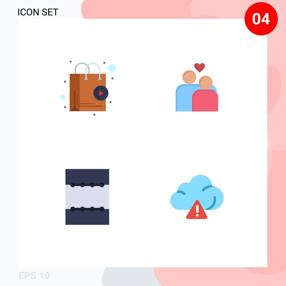 Set of 4 Commercial Flat Icons pack for shop app minimize shopping marriage alert Editable Vector Design Elements