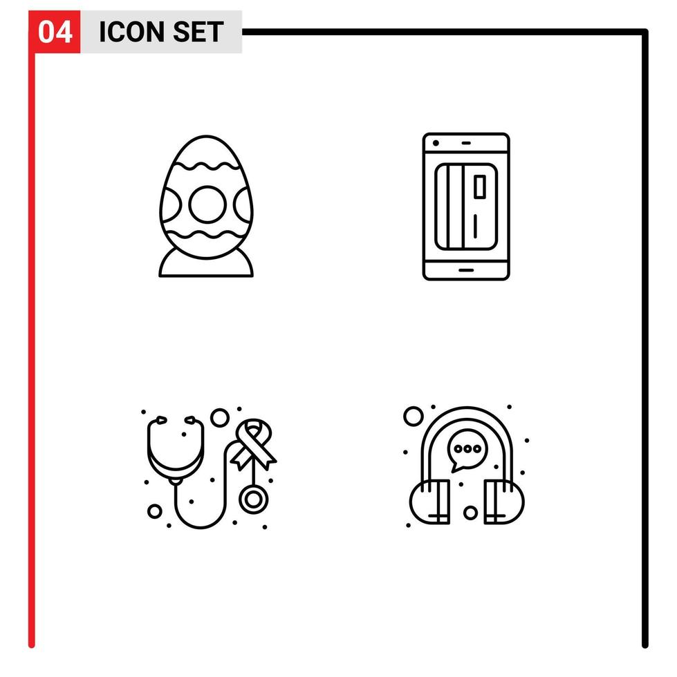 paquete de iconos de vector de stock de 4 signos y símbolos de línea para decoración huevo de salud conciencia sin efectivo elementos de diseño de vector editables