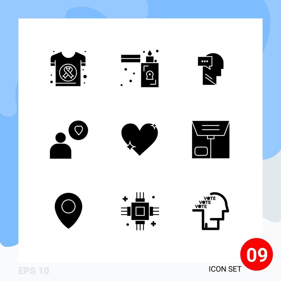 9 Creative Icons Modern Signs and Symbols of love heart zippo love head Editable Vector Design Elements