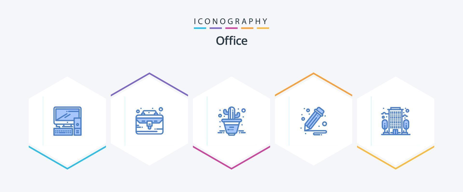 paquete de iconos azules de office 25 que incluye . compañía. cactus. edificio. oficina vector