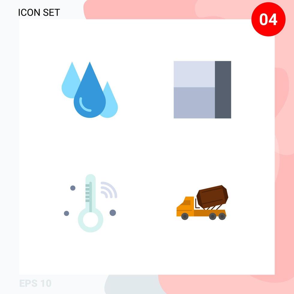 Editable Vector Line Pack of 4 Simple Flat Icons of biology temperature science layout truck Editable Vector Design Elements