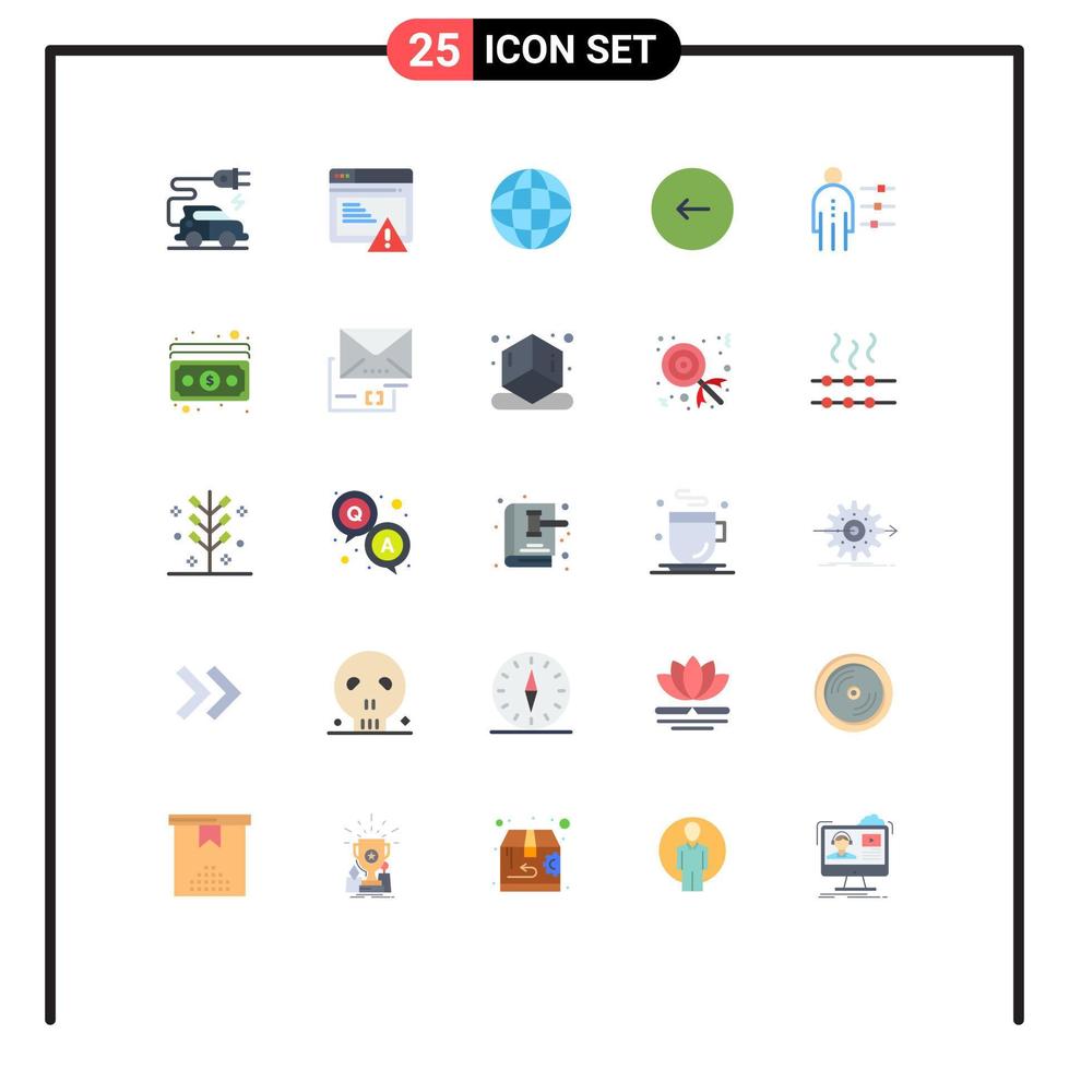 grupo de 25 signos y símbolos de colores planos para habilidades laborales parada geográfica elementos de diseño de vectores editables multimedia