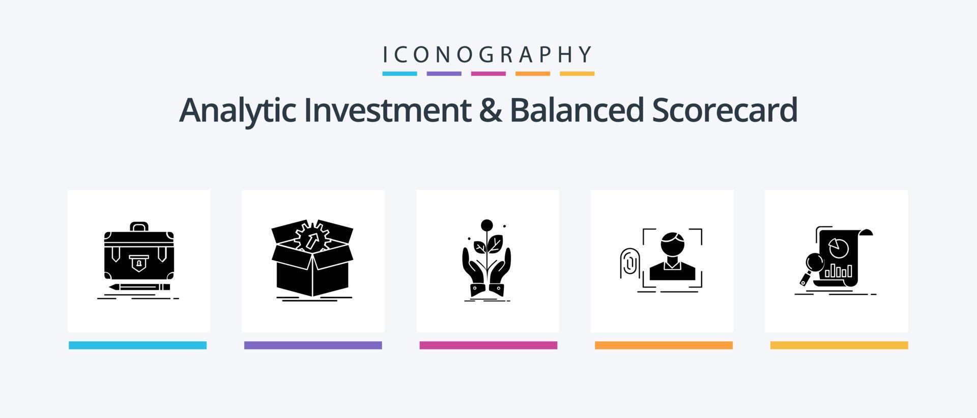 Analytic Investment And Balanced Scorecard Glyph 5 Icon Pack Including recognition. finger. progress. rise. growth. Creative Icons Design vector