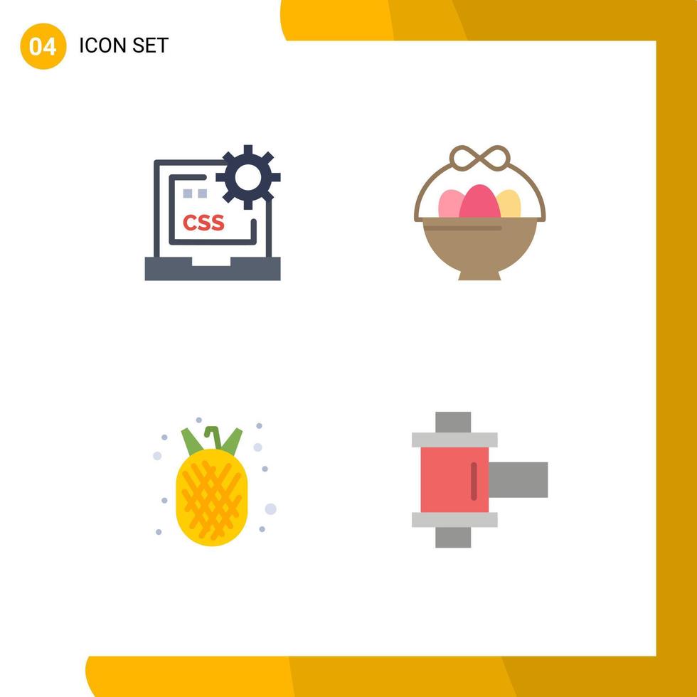 4 Thematic Vector Flat Icons and Editable Symbols of code amanas comosus develop egg summer Editable Vector Design Elements