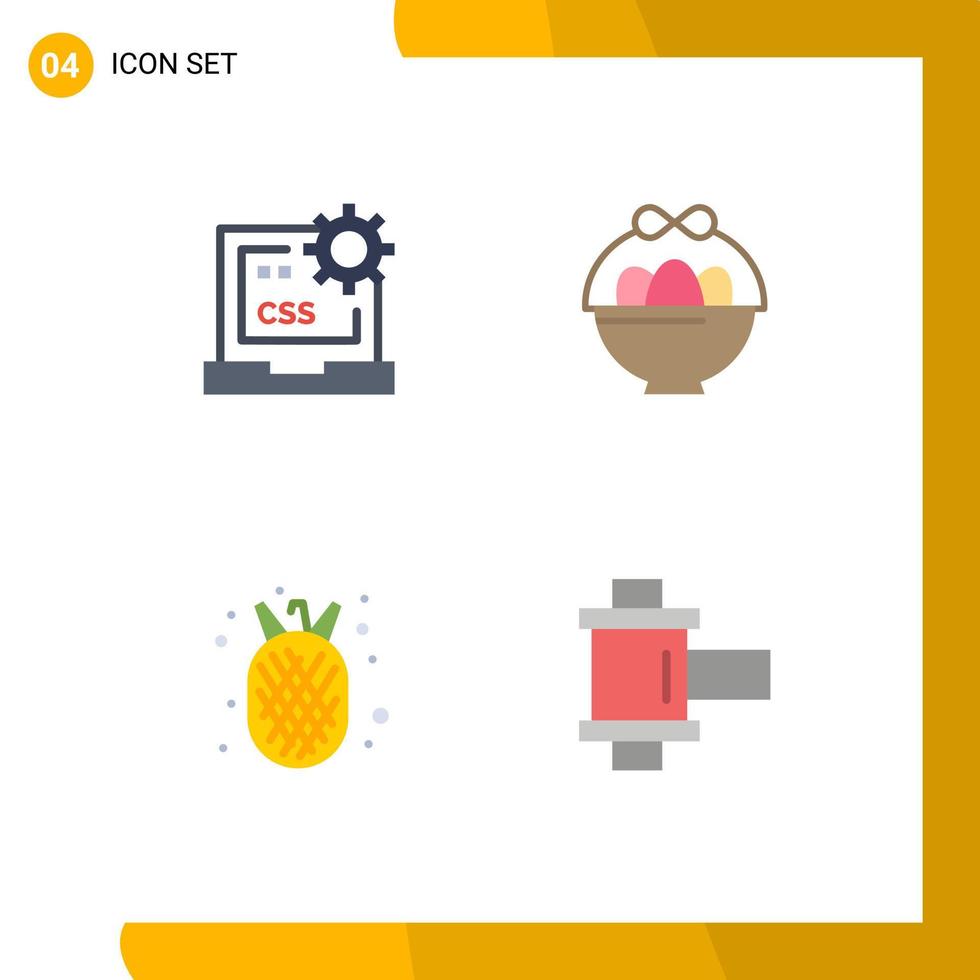 4 iconos planos vectoriales temáticos y símbolos editables del código amanas comosus desarrollan elementos de diseño vectorial editables de verano de huevo vector