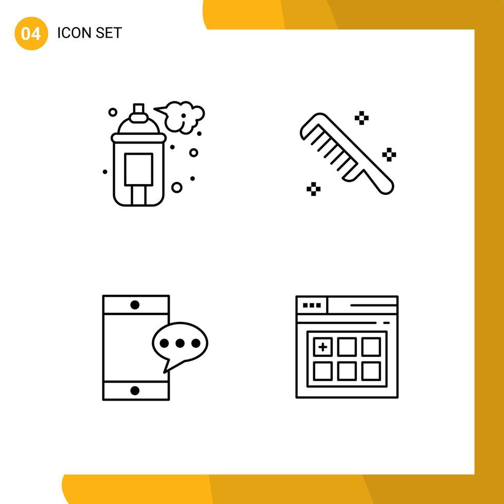 User Interface Pack of 4 Basic Filledline Flat Colors of spray chatting paint cosmetic web Editable Vector Design Elements