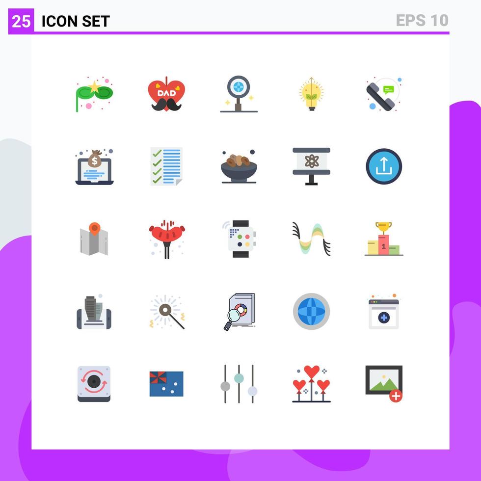 Editable Vector Line Pack of 25 Simple Flat Colors of conversation call research bubble bulb Editable Vector Design Elements