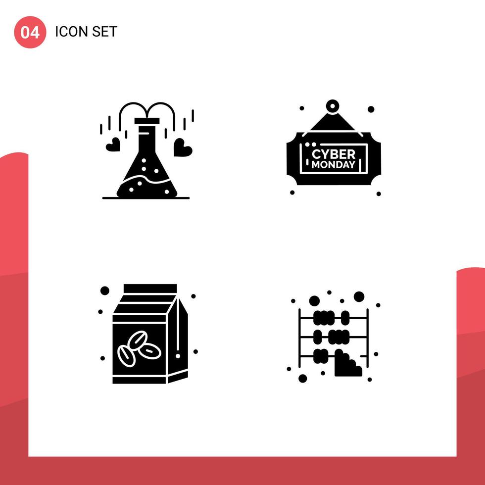 Pictogram Set of Simple Solid Glyphs of chemical coffee box love monday bean Editable Vector Design Elements